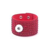 Bohemian style velvet Rhinestone  20mm snap button bracelet  wide bracelet