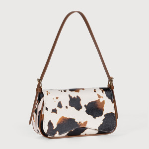 New Women's Cow Print Single Shoulder Bag with Adjustable Strap