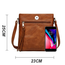 20mm snap button bag Retro and stylish Su double zipper bag with adjustable slanted shoulder square bag
