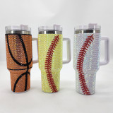 40oz Ice King Cup Stainless Steel Insulated Cup with Diamond Inlaid Straw Cup