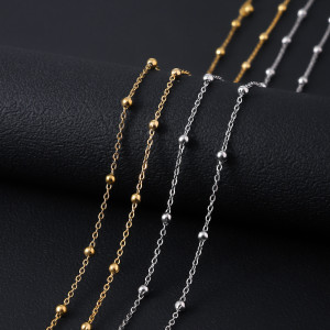 50cm Stainless steel bead chain women's 18K electroplated gold collarbone necklace