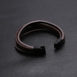 Multi layer woven men's leather bracelet, European and American new magnetic buckle imitation cowhide bracelet