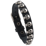 Punk style bracelet, retro skull head leather bracelet