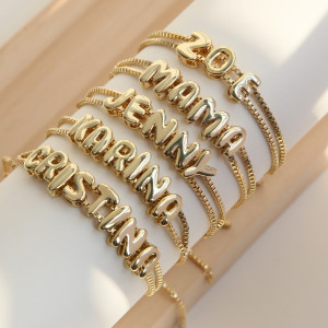 Smooth Bubble DIY Combination Bracelet Name 26 Letters Silver and gold