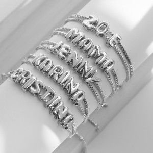 Smooth Bubble DIY Combination Bracelet Name 26 Letters Silver and gold