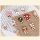 Rhinestone pearl button flower cufflinks clothing button accessories