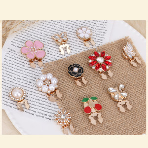 Rhinestone pearl button flower cufflinks clothing button accessories