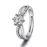 Imitation Mozambique diamond ring, women's zircon wedding ring, couple's matching ring, adjustable opening