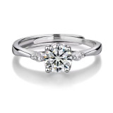 Imitation Mozambique diamond ring, women's zircon wedding ring, couple's matching ring, adjustable opening