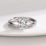 Imitation Mozambique diamond ring, women's zircon wedding ring, couple's matching ring, adjustable opening
