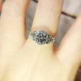 Imitation Mozambique diamond ring, women's zircon wedding ring, couple's matching ring, adjustable opening