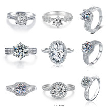 Imitation Mozambique diamond ring, women's zircon wedding ring, couple's matching ring, adjustable opening