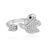 Imitation Mozambique diamond ring, women's zircon wedding ring, couple's matching ring, adjustable opening