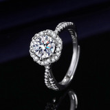 Imitation Mozambique diamond ring, women's zircon wedding ring, couple's matching ring, adjustable opening