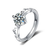 Imitation Mozambique diamond ring, women's zircon wedding ring, couple's matching ring, adjustable opening