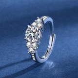 Imitation Mozambique diamond ring, women's zircon wedding ring, couple's matching ring, adjustable opening