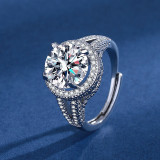Imitation Mozambique diamond ring, women's zircon wedding ring, couple's matching ring, adjustable opening