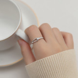 Imitation Mozambique diamond ring, women's zircon wedding ring, couple's matching ring, adjustable opening