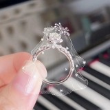 Imitation Mozambique diamond ring, women's zircon wedding ring, couple's matching ring, adjustable opening