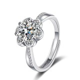 Imitation Mozambique diamond ring, women's zircon wedding ring, couple's matching ring, adjustable opening