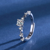 Imitation Mozambique diamond ring, women's zircon wedding ring, couple's matching ring, adjustable opening