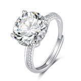 Imitation Mozambique diamond ring, women's zircon wedding ring, couple's matching ring, adjustable opening