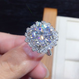 Imitation Mozambique diamond ring, women's zircon wedding ring, couple's matching ring, adjustable opening