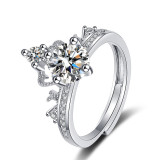 Imitation Mozambique diamond ring, women's zircon wedding ring, couple's matching ring, adjustable opening