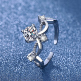 Imitation Mozambique diamond ring, women's zircon wedding ring, couple's matching ring, adjustable opening