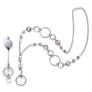 Hollow metal crystal lanyard neck, mobile key, work card, easy to pull buckle