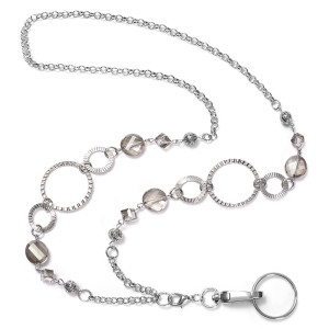 Hollow metal crystal lanyard neck, mobile key, work card, easy to pull buckle