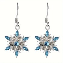 Snowflake pentagram fashionable blue rhinestone earring necklace