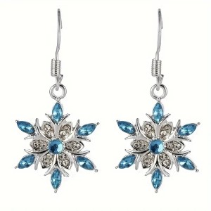 Snowflake pentagram fashionable blue rhinestone earring necklace