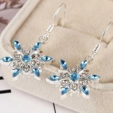 Snowflake pentagram fashionable blue rhinestone earring necklace