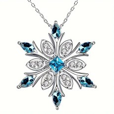 Snowflake pentagram fashionable blue rhinestone earring necklace