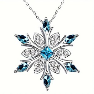 Snowflake pentagram fashionable blue rhinestone earring necklace