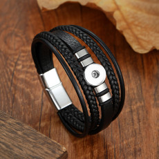 12mm 20mm PU Leather bracelet with fashionable magnetic buckle