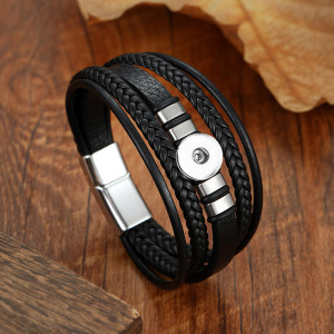 12mm 20mm PU Leather bracelet with fashionable magnetic buckle