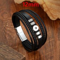 12mm 20mm PU Leather bracelet with fashionable magnetic buckle