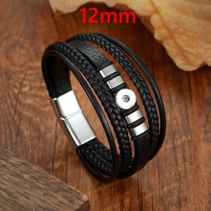 12mm 20mm PU Leather bracelet with fashionable magnetic buckle