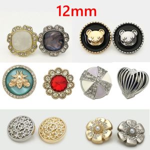 12MM  rhinestone Metal Snap buttons Flower Pearl Bear LOVE