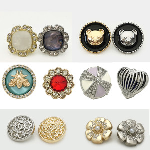 Flower Pearl Bear LOVE  rhinestone Metal 20MM Snap buttons