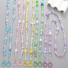 Colorful bead crossbody chain, acrylic bead mobile phone chain bag chain