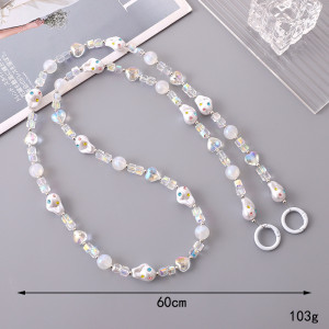 Crystal pearl crossbody chain, mobile phone hanging rope, anti loss chain bag chain