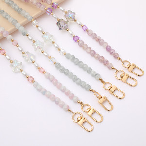 New glass bead crossbody chain, bag chain, colorful pentagram mobile phone chain
