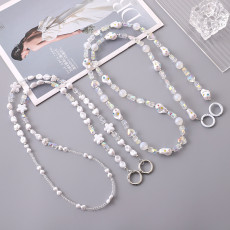 Crystal pearl crossbody chain, mobile phone hanging rope, anti loss chain bag chain