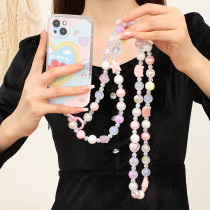 Colorful bead crossbody chain, acrylic bead mobile phone chain bag chain
