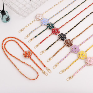 Camellia crossbody chain, leather chain, mobile phone chain bag chain