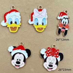 Christmas Mickey, Minnie, Donald Duck Alloy Drip Oil Handmade Earrings, Pendants, Accessories