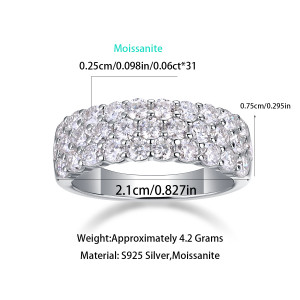 925 silver ring, women's non fading moissanite ring